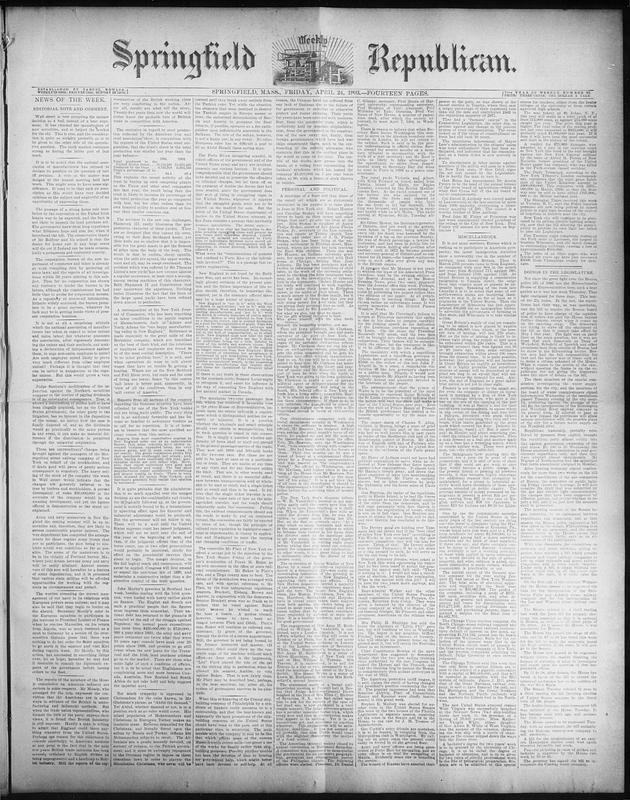 Springfield Weekly Republican. April 24, 1903 - Digital Commonwealth