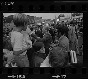 President Ford greets crowd in Exeter, New Hampshire