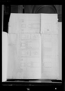 Copy negative of front elevation drawing of unidentified building