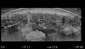 Seamstress at clothing factory, Boston