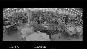 Seamstress at clothing factory, Boston