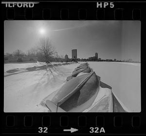 Sailboats in winter, Charles River Basin, Back Bay