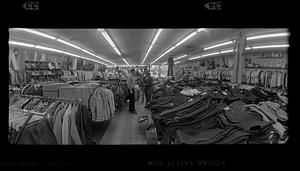 Shopping at discount jeans store, Central Square, Boston