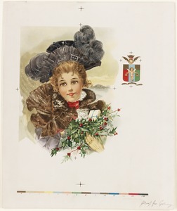 Woman carrying holly and package