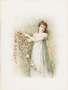 Woman with garland of roses
