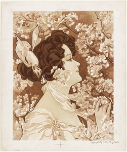 Woman with flowering tree
