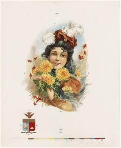 Young woman with yellow chrysanthemums