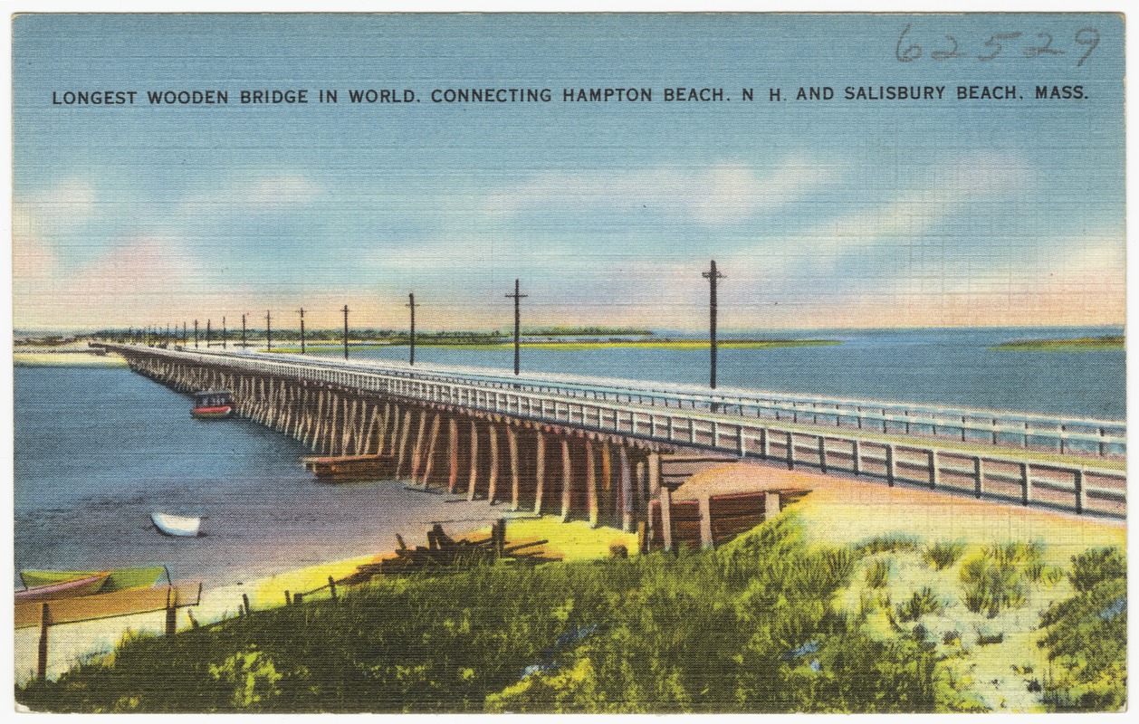 Longest wooden bridge in the world, connecting Hampton Beach, N.H. and Salisbury Beach, Mass.