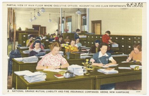 Partial view of main floor where Executive offices, Accounting, and Claim departments are located, National Grange Mutual Liability and Fire Insurance Companies. Keene, New Hampshire