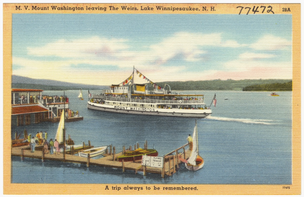 M.V. Mount Washington leaving The Weirs, Lake Winnipesaukee, N.H.