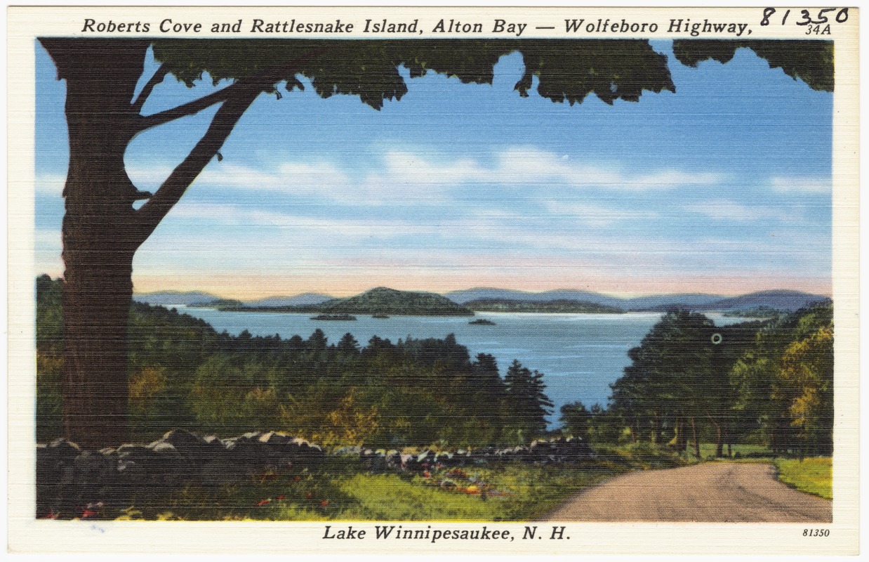 Roberts Cove and Rattlesnake Island, Alton Bay -- Wolfeboro Highway, Lake Winnipesaukee, N.H.