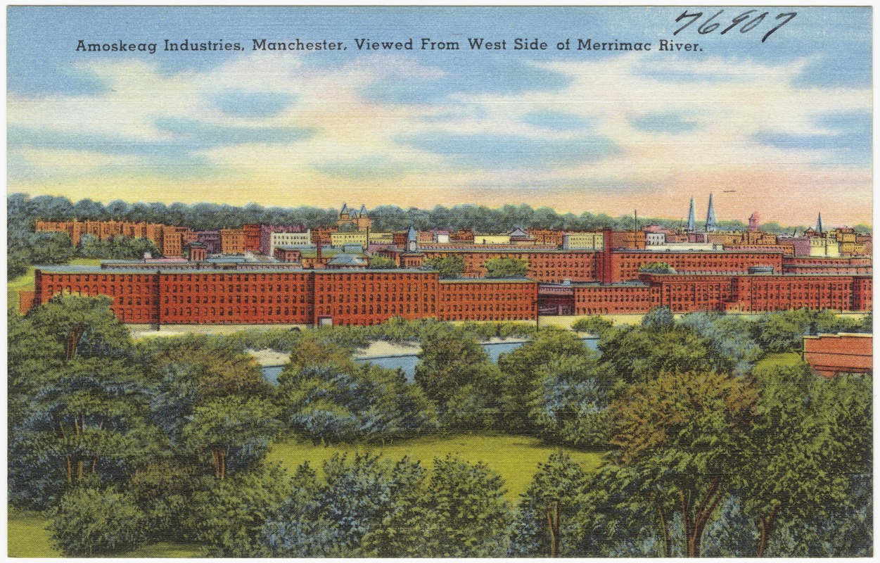 Amoskeag Industries, Manchester, viewed from west side of Merrimac River.