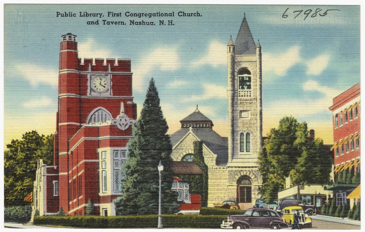 Public Library, First Congregational Church, and Tavern, Nashua, N.H.