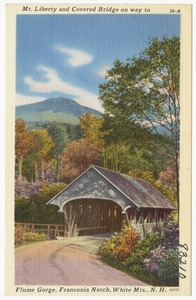 Mt. Liberty and Covered Bridge on way to Flume Gorge, Franconia Notch, White Mts., N.H.