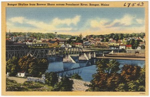 Bangor skyline from Brewer Shore across Penobscot River, Bangor, Maine