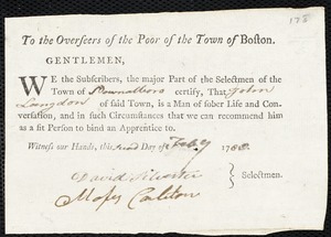 George Randol indentured to apprentice with John Langdon of Pownalborough [Pownalboro], 23 June 1788