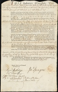 John Richards indentured to apprentice with John Sprague of Worcester, 14 November 1789