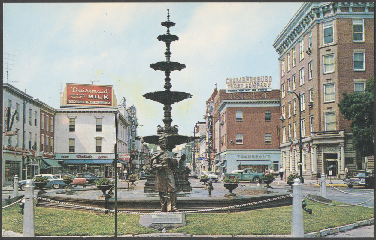 Memorial fountain in square, Chambersburg, Pennsylvania