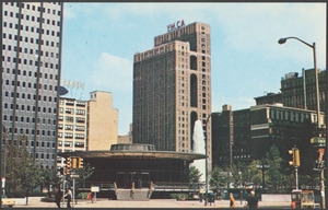 Y.M.C.A. building, tourist center (foreground) Bell Telephone building (left)