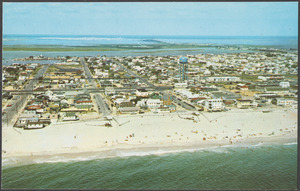 Aerial view over Long Beach Island, N. J. with the causeway in the background