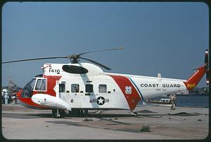 Coast Guard helicopter, North End, Boston