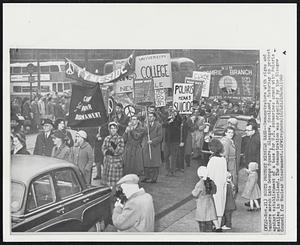 Scots Protest Missile Base – Demonstrators with signs and banners march into George Square, Glasgow, Scotland, Saturday in protest against establishment of a base for U.S. submarines armed with Polaris missiles in Scotland. The demonstration was organized by the Glasgow Council for Nuclear Disarmament.