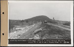 Contract No. 51, East Branch Baffle, Site of Quabbin Reservoir, Greenwich, Hardwick, looking northwest from near Sta. 11, east branch baffle, Hardwick, Mass., Dec. 4, 1936