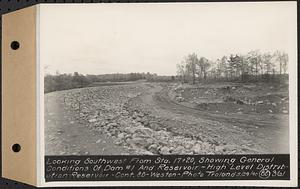 Contract No. 80, High Level Distribution Reservoir, Weston, looking southwest from Sta. 17+20, showing general conditions of dam 1 and reservoir, high level distribution reservoir, Weston, Mass., May 29, 1940