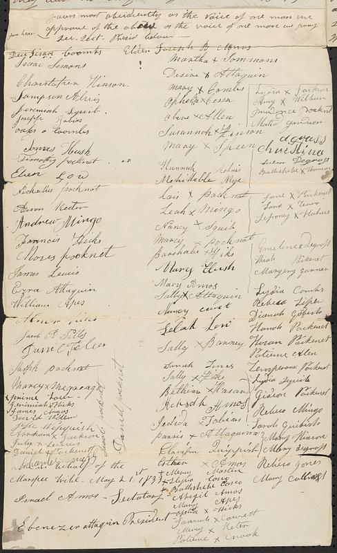 Mashpee Revolt, 1833-1834 - Declaration from Mashpee Indians, May 21, 1833