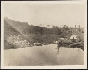 Old Berkshire Mill, dam and mill pond from bridge, 1890