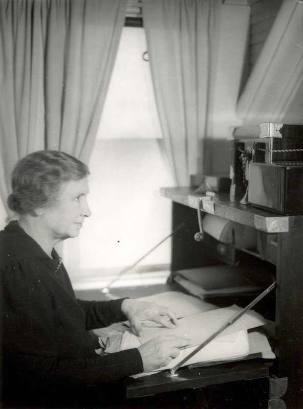Helen Keller at Her Desk