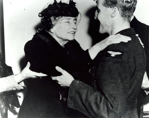 Helen Keller with Serviceman
