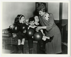 Helen Keller with Schoolchildren