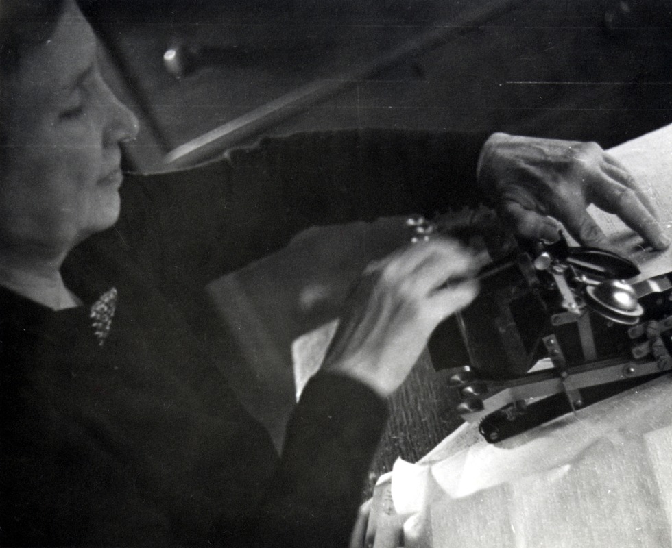 Helen Keller Typing on a Braillewriter