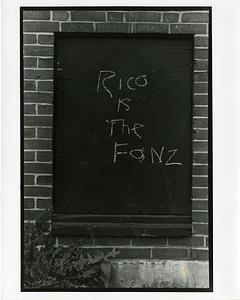 Graffiti reading "Rico is the Fonz"