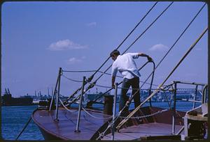 Man working on a boat