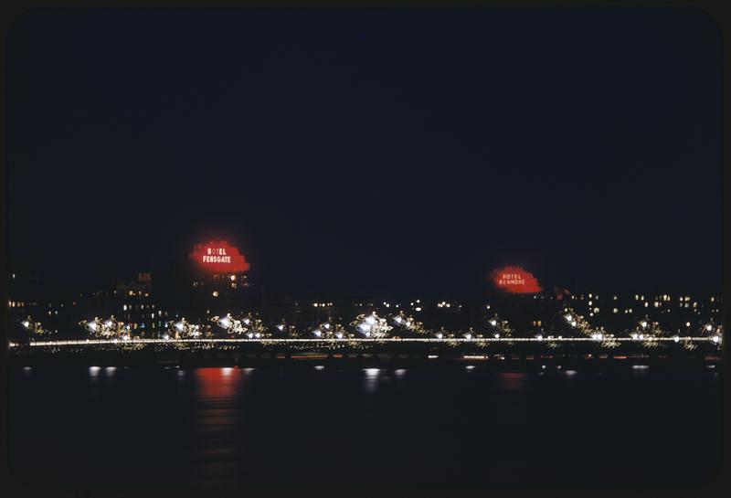 Night scene, Boston from Cambridge - Digital Commonwealth