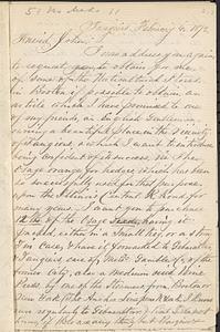 Letter from Thomas F. Cordis to John D. Long, February 6, 1872