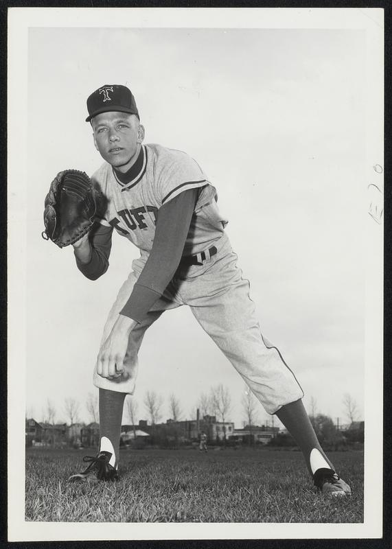 Tufts Ace Miles Nogelo '64 Pitcher. Faces Harvard at Cambridge.