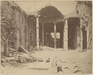 View of pillared hall with partially collapsed dome, Adhai Din Ka Jhonpra, Ajmer, India