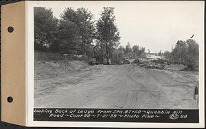 Contract No. 82, Constructing Quabbin Hill Road, Ware, looking back at ledge from Sta. 87+00, Ware, Mass., Jul. 21, 1939