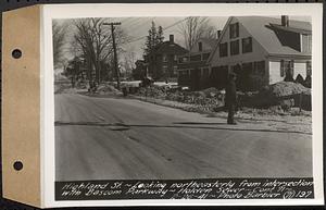 Contract No. 71, WPA Sewer Construction, Holden, Highland Street, looking northeasterly from intersection with Bascom Parkway, Holden Sewer, Holden, Mass., Feb. 26, 1941