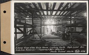 Contract No. 80, High Level Distribution Reservoir, Weston, interior view of the gatehouse, looking south, high level distribution reservoir, Weston, Mass., Jul. 23, 1940