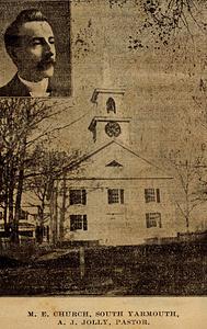 Methodist Church with insert photo of Pastor A. J. Jolly, South Yarmouth, Mass.