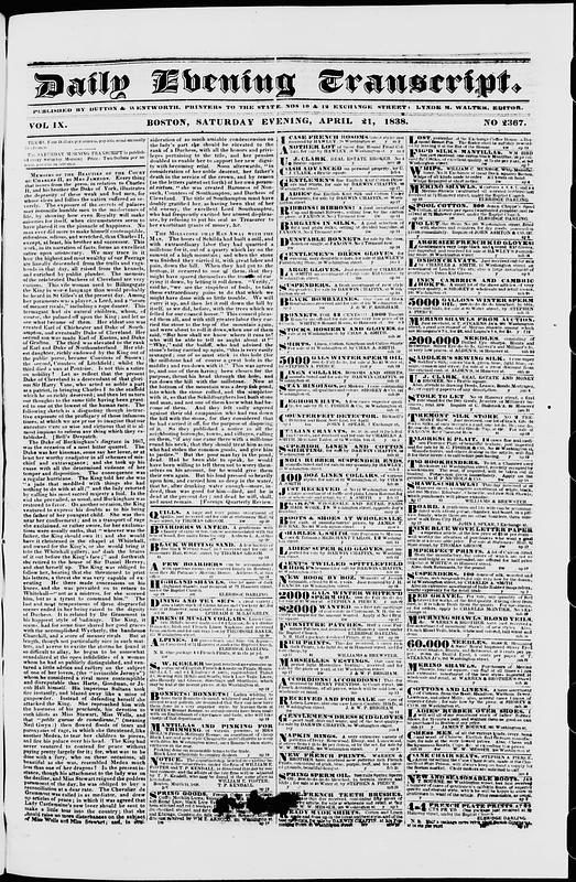 Daily Evening Transcript. April 21, 1838 - Digital Commonwealth