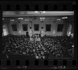 President Gerald Ford giving speech in Concord, New Hampshire