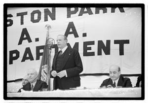 Boston Park Department function, Boston Parks Commissioner William Long seated on left