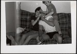 Boys playing on the couch