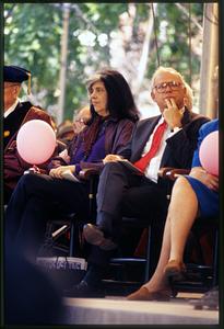 Cambridge, MA Harvard U 1993: Susan Sontag (C) at commencement