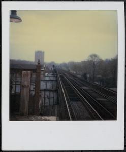 Elevated view of train tracks